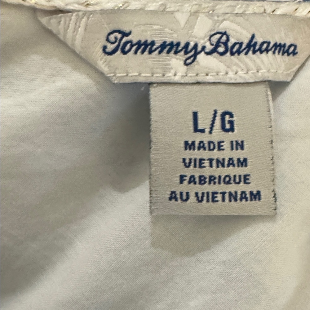 Tommy Bahama Ocean Reverie chevron Blue White Stripe Linen Maxi dress L - Picture 10 of 11
